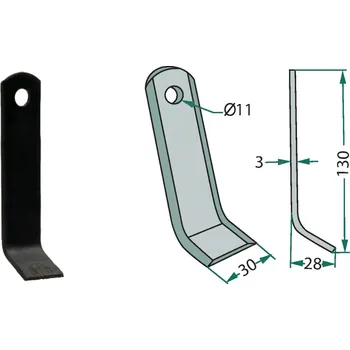 Pracovní nůž Mulčovací Y-nůž pro Kverneland, Maletti, 130/3/11 mm