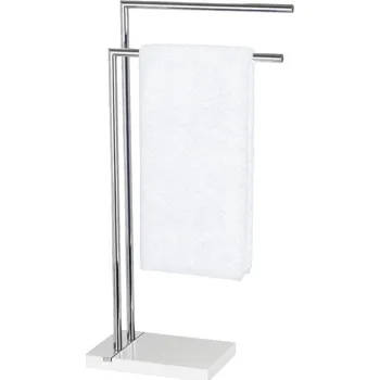 Věšák Wenko Koupelnový stojanový věšák na ručníky NOBLE WHITE - 2-ramenný, chromovaná ocel,WENKO