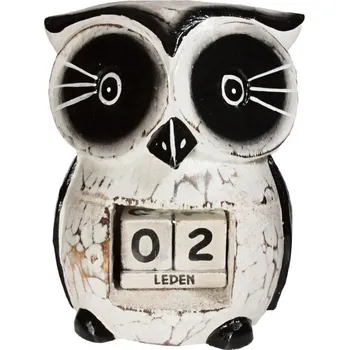 Kalendář Kalendář dřevěný Sova bílá 20 cm