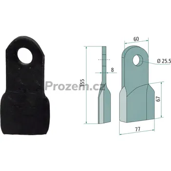 Pracovní nůž Mlátící nůž pro Röll, 155/8/25,5 mm - 1