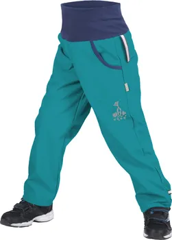 Chlapecké kalhoty Unuo Basic softshellové kalhoty s fleecem smaragdové 128/134