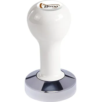 Buna café tamper, kov, bílý, SP, 56 mm, nerez lesk, plochý