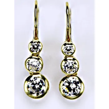 Náušnice Náušnice žluté zlato, čiré zirkony -VE 26 (Zlaté visací náušnice)