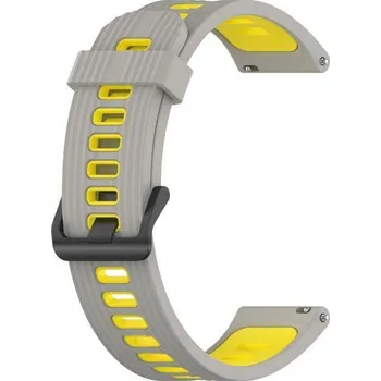 eses Silikonový řemínek dírkovaný - Šedo žlutý, 22 mm