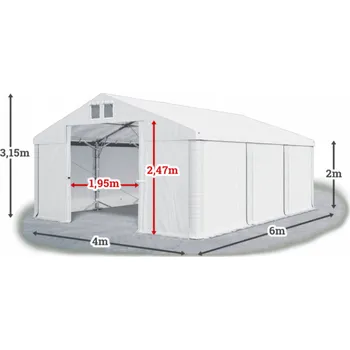 Zahradní stavba Skladový stan 4x6x2m střecha PVC 620g/m2 boky PVC 620g/m2 konstrukce POLÁRNÍ Bílá Bílá Bílá