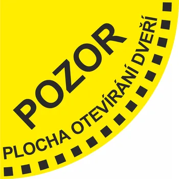 Podlahové značení - POZOR - PLOCHA OTEVÍRÁNÍ DVEŘÍ podlahové samolepky Výseč - 90cm
