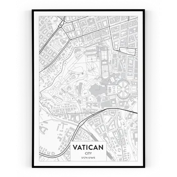 Plakát Plakát / Obraz Mapa Vatican 30 x 40 cm Pololesklý saténový papír
