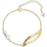 Stříbrný pozlacený náramek bílý perlový Lulu BDG5844W White Pearl