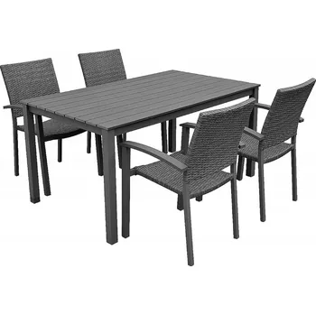 Jídelní set DEOKORK Zahradní ratanová sestava CALVIN II. 1+4 (šedá)