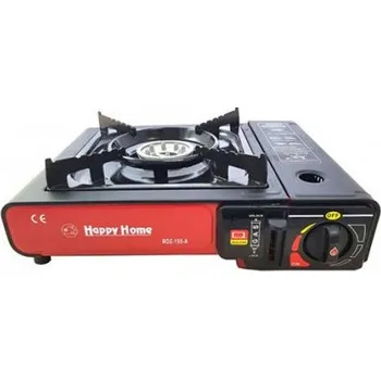 Turistický vařič Kufříkový plynový vařič Happpy Home 2v1 na propan-butan i kartuše. (Přenosný jednohořákový stolní vařič pro kempování a pikniky. 2v1. Možno připojit na PB láhev)