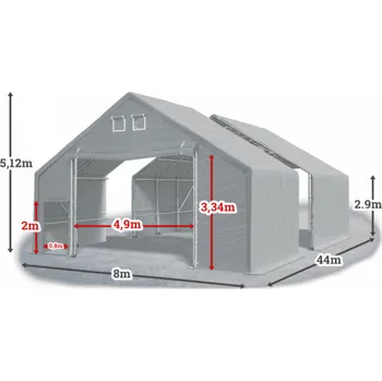 Zahradní stan Skladová hala 8x44x3m střecha boky PVC 720 g/m2 konstrukce ARKTICKÁ
