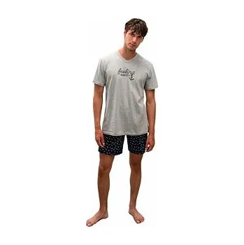 Dámské oblečení Pánské pyžamo 16624-105 - Vamp šedo-modrá M