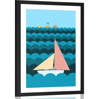 Plakát Dovido Plakát s paspartou loďka na moři