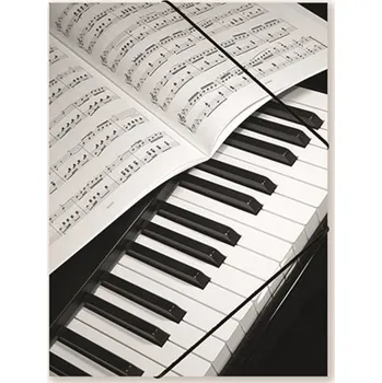 Papírová složka s gumičkou - klavír a noty