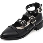 kožené punk baleríny s pásky a přezkami GoodDayGirl Barva: Černá, Velikost: 35