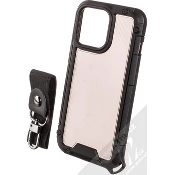 Pouzdro na mobilní telefon 1Mcz Shield odolný ochranný kryt s poutkem na ruku pro Apple iPhone 13 Pro černá černá průhledná (black transparent black)