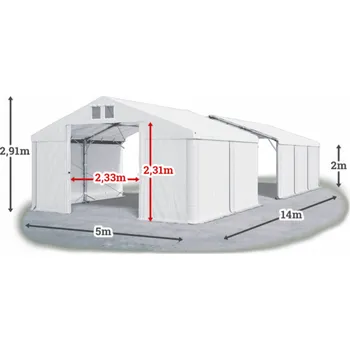 Zahradní stan Skladový stan 5x16x2m střecha PVC 620g/m2 boky PVC 620g/m2 konstrukce POLÁRNÍ Bílá Bílá Bílá