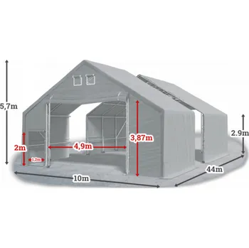 Zahradní stan Skladová hala 10x44x3m střecha boky PVC 720 g/m2 konstrukce ARKTICKÁ