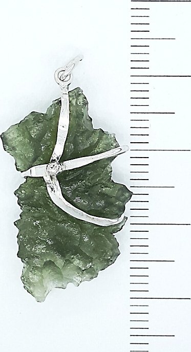Přírodní vltavín Besednice, stříbrný přívěsek, 3,18 g