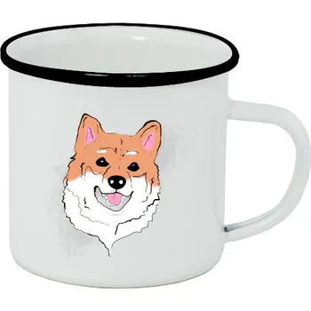 Plecháček - smaltový lem s potiskem Shiba inu - plecháček