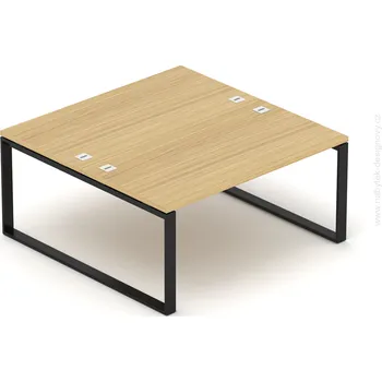 Jednací stůl NABYTEK-DESIGNOVY.CZ - DEB12160O - Kancelářský stůl EPIC (2.osoby), 120/140/160/180cm, kovová podnož O, dub/černá