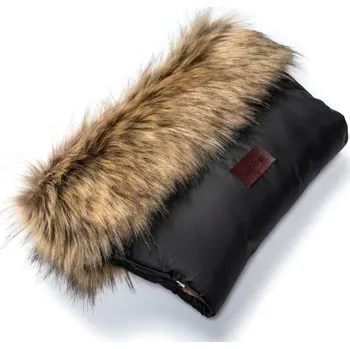 Rukávník JASMINE Rukávník na kočárek - černý s hnědou kožešinou