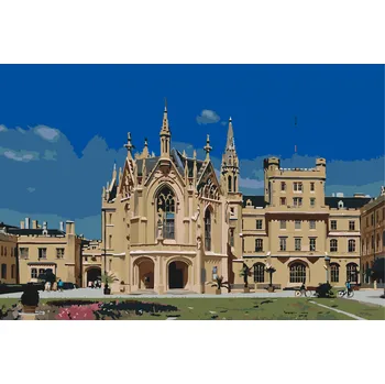 Malování podle čísel - Zámek Lednice 2 Velikost: 40x60cm, Rámování: Pouze srolované plátno