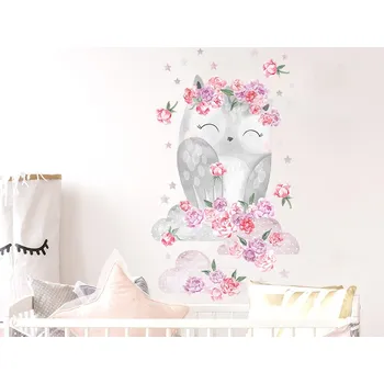 Samolepící dekorace Pastelowe Love Nálepka na zeď - zvířátka - spící sova barva: růžová