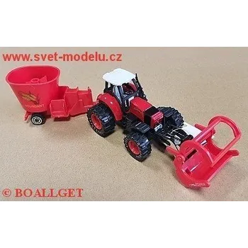 Hračka Dickie TRAKTOR S KLEŠTĚMI A ROZMETAČEM HNOJIV PULL-BACK 660034