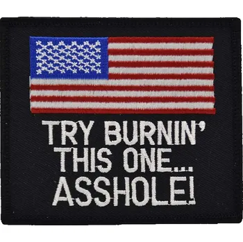 Nášivka Moto nášivka Try burning this one US 10 cm x 9 cm