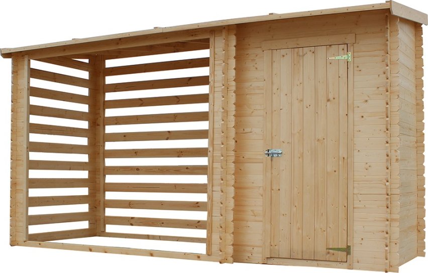 Přístřešek na dřevo se skladem 118 x 214 cm + 118 x 93 cm