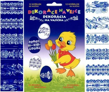Velikonoční dekorace Anděl Přerov Smršťovací dekorace na vejce modrá/bílá 12 ks