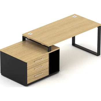 Kancelářská sestava NABYTEK-DESIGNOVY.CZ - DEBZ3OLP - Kancelářská sestava EPIC Z3 O, volitelná délka stolu 160/180cm, volitelná varianta L/P, dub/černá