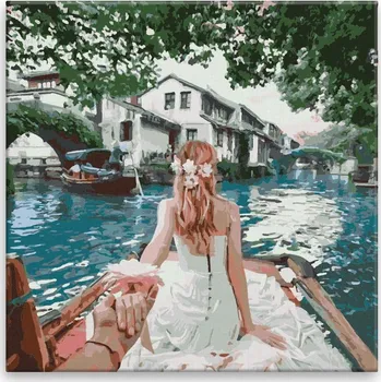 Malování podle čísel - Romantická plavba - 40x40 cm, bez dřevěného rámu - CZ výroba