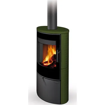 Krbová kamna ROMOTOP SONE G 01 keramika zelená šumavská 19301 - keramická krbová kamna s reliéfem a designovým sklem