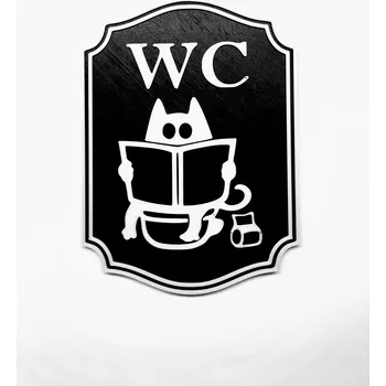 Plechová cedule Cedule Kočka#3 na WC - speciální edice (25% z ceny darujeme)