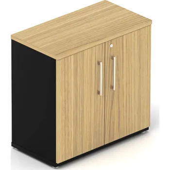 Policová skříň NABYTEK-DESIGNOVY.CZ - DE282 - Skříň kancelářská EPIC, 2 police, šířka 80/120 cm, výška 77,7cm, dub/černá