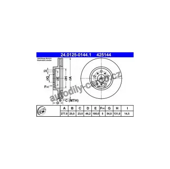 Brzdový kotouč Brzdový kotouč ATE 24.0125-0144 (AT 425144) - TOYOTA