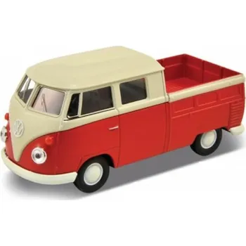 autíčko Welly Volkswagen T1 Double Cabin Pick Up, Červený 1:34