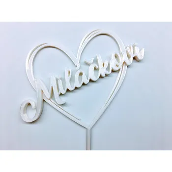 Dortová svíčka Zápich - Srdce / Miláčkovi (bílá, černá, červená, zlatá)