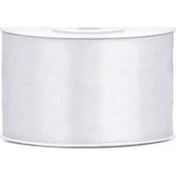 PartyDeco Saténová stuha bílá 38 mm/25 m