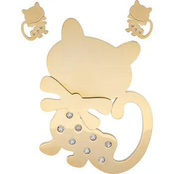 Souprava šperků Doria Set šperků z oceli zlaté KOČKY K125