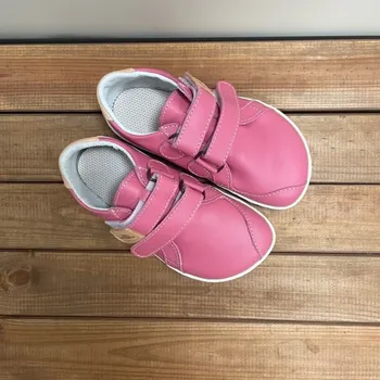 Dívčí polobotky Barefoot Pegres BF54 - celoroční kožené boty - růžová, Pegres Velikost: 32