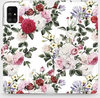 Pouzdro na mobilní telefon Mobiwear pro Samsung Galaxy M51 MD01S Růže na bílé flipové