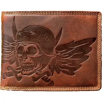 Peněženka Kožená hnědá peněženka lebka