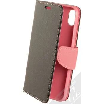Pouzdro na mobilní telefon 1Mcz Fancy Book flipové pouzdro pro Apple iPhone XR černá růžová (black pink)