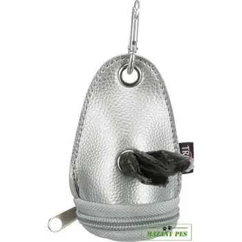 sáček na exkrement Trixie Zásobník na sáčky na trus, karabina, umělá kůže, včetně 1 role á 20 ks - různé barvy stříbrná