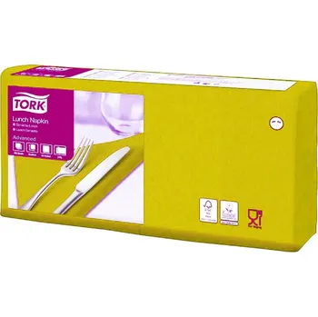 Papírový ubrousek TORK SCA TORK 477841 - Obědové ubrousky 2 vrstvy 33x33 cm 200 ks tmavě žluté
