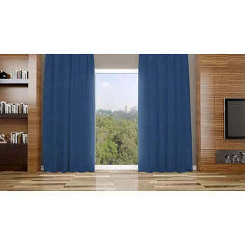 Závěs Orbytex Zatemňovací závěs hotový - žíhaný tm.modrý 21 Rozměry: Š/V 145x270 (1ks), Vršek závěsu: ŘASÍCÍ STUHA