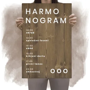 Svatební dekorace Dřevěný harmonogram HELENA